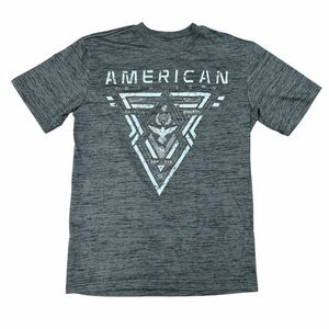 American Fighter Boys T-Shirt | Black & Gray Heather | Size Youth Medium